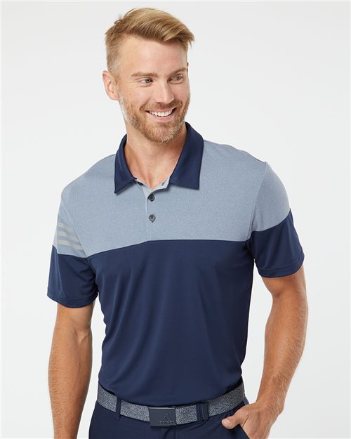 Men's Heathered 3-Stripes Colorblocked Polo