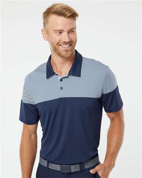 Men's Heathered 3-Stripes Colorblocked Polo