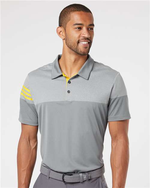 Men's Heathered 3-Stripes Colorblocked Polo