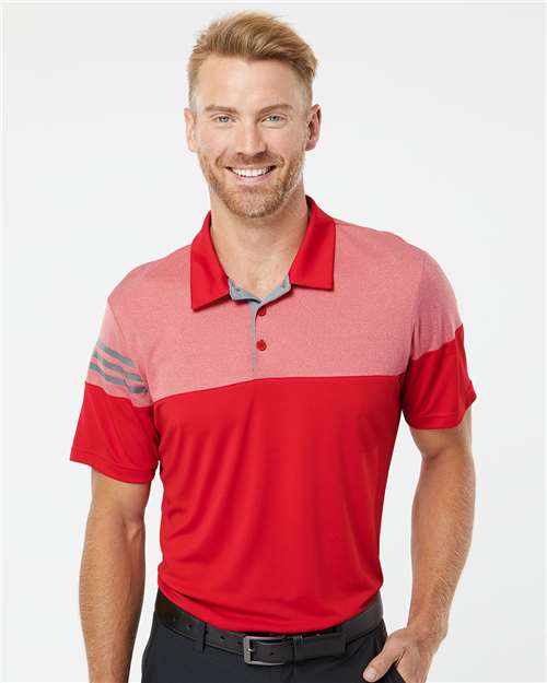 Men's Heathered 3-Stripes Colorblocked Polo