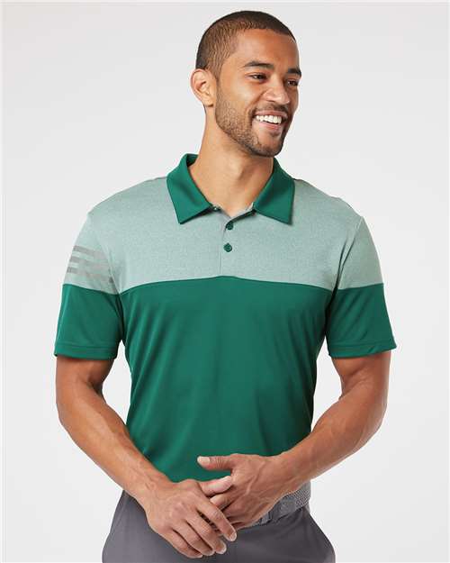 Men's Heathered 3-Stripes Colorblocked Polo