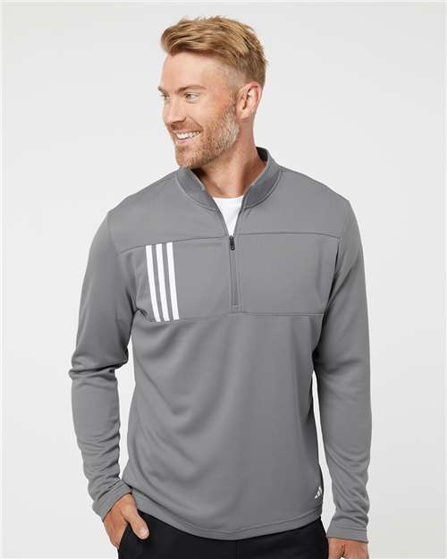 Men's 3-Stripes Double-Knit Quarter-Zip Pullover