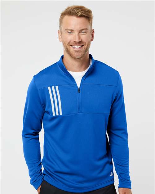 Men's 3-Stripes Double-Knit Quarter-Zip Pullover