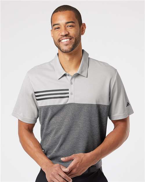 Men's Heathered Colorblocked 3-Stripes Polo