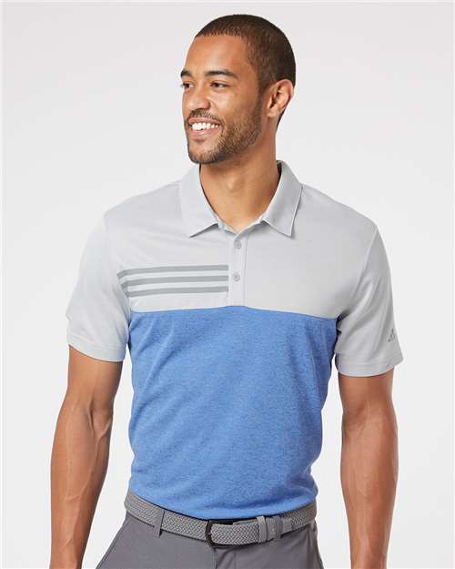 Men's Heathered Colorblocked 3-Stripes Polo