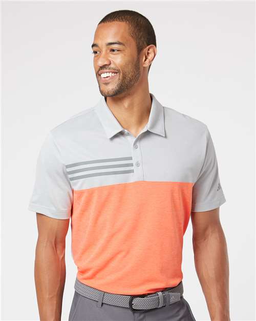 Men's Heathered Colorblocked 3-Stripes Polo