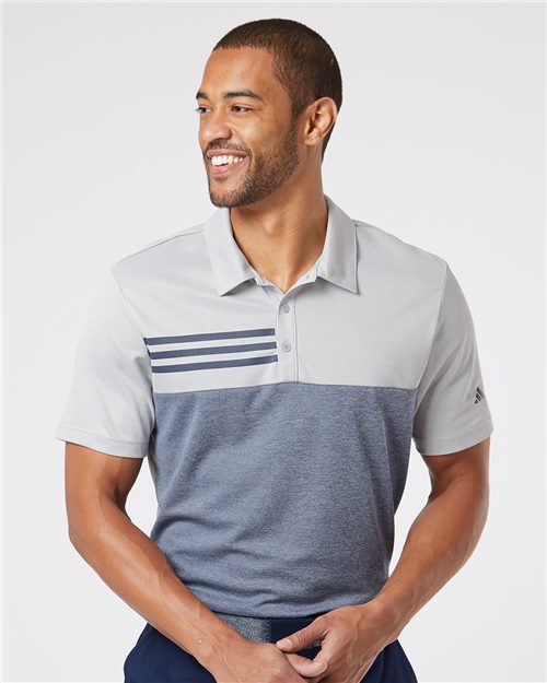 Men's Heathered Colorblocked 3-Stripes Polo