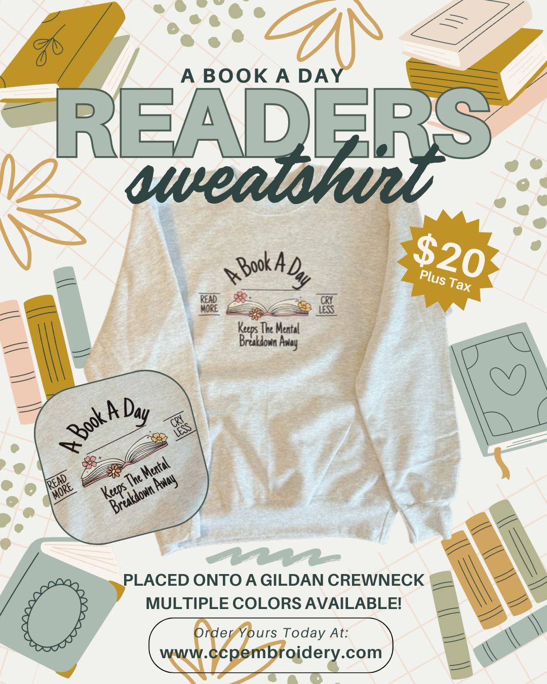 "A Book A Day" - Gildan® - Heavy Blend™ Crewneck Sweatshirt