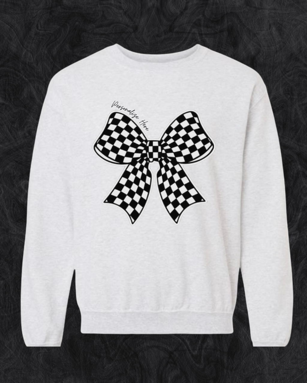 Checkered Racing Bow - Gildan® - Heavy Blend™ Crewneck Sweatshirt