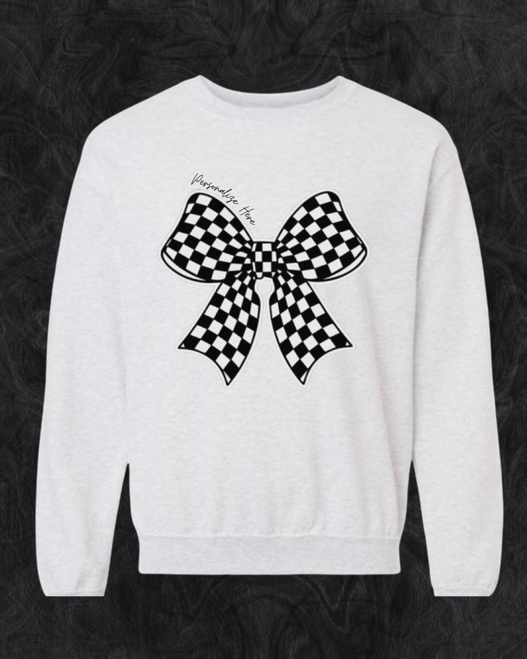 Checkered Racing Bow - Gildan® - Heavy Blend™ Crewneck Sweatshirt