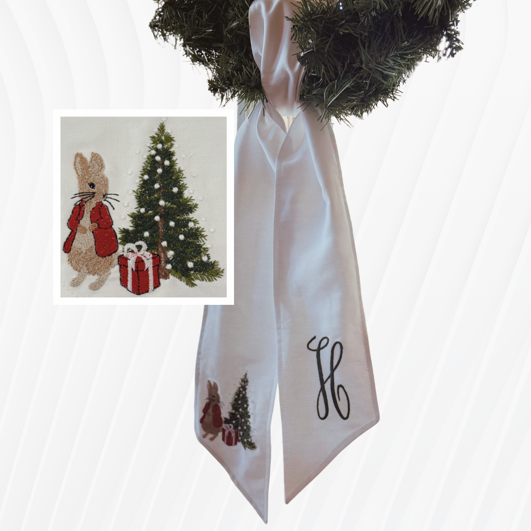 Wreath Sash - "Holiday Bunny"