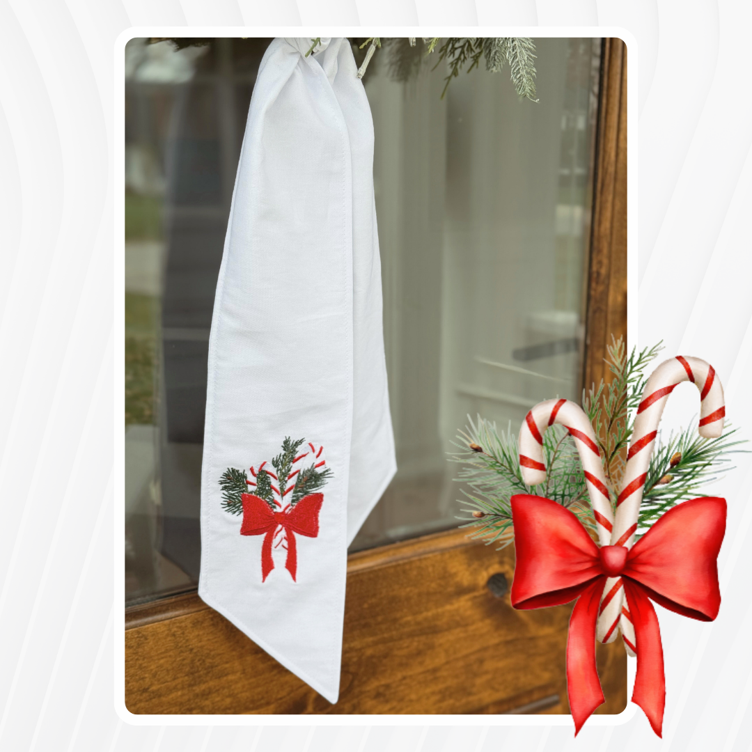 Wreath Sash - "Candy Cane Wreath"