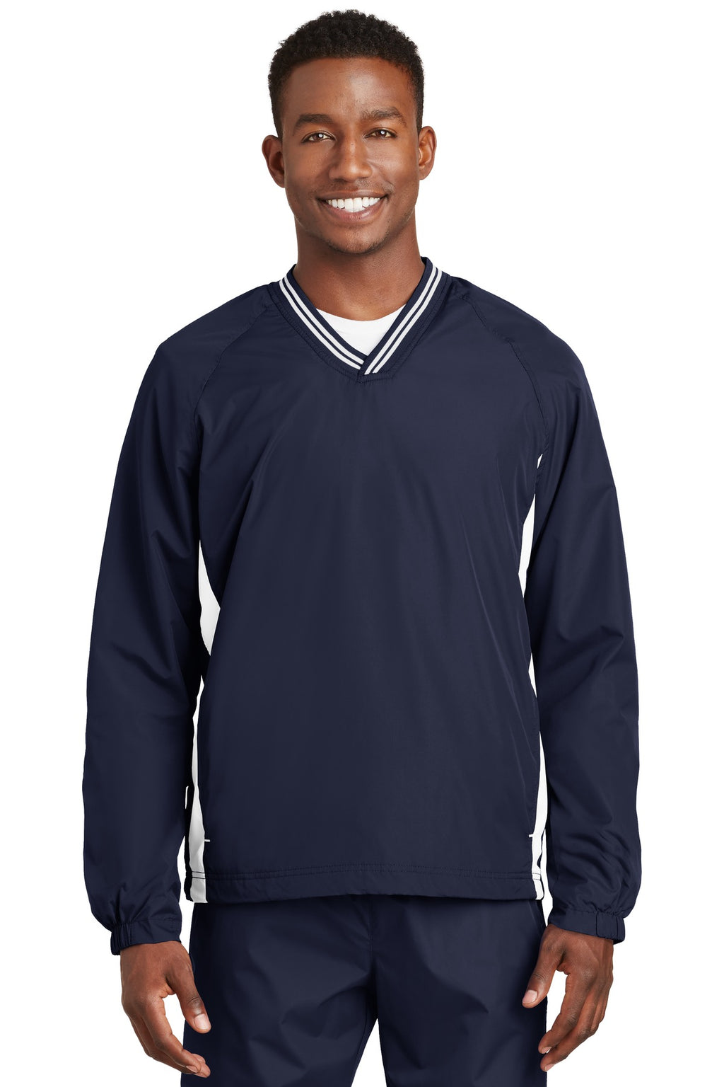 Sport-Tek ®  Tipped V-Neck Raglan Wind Shirt. JST62