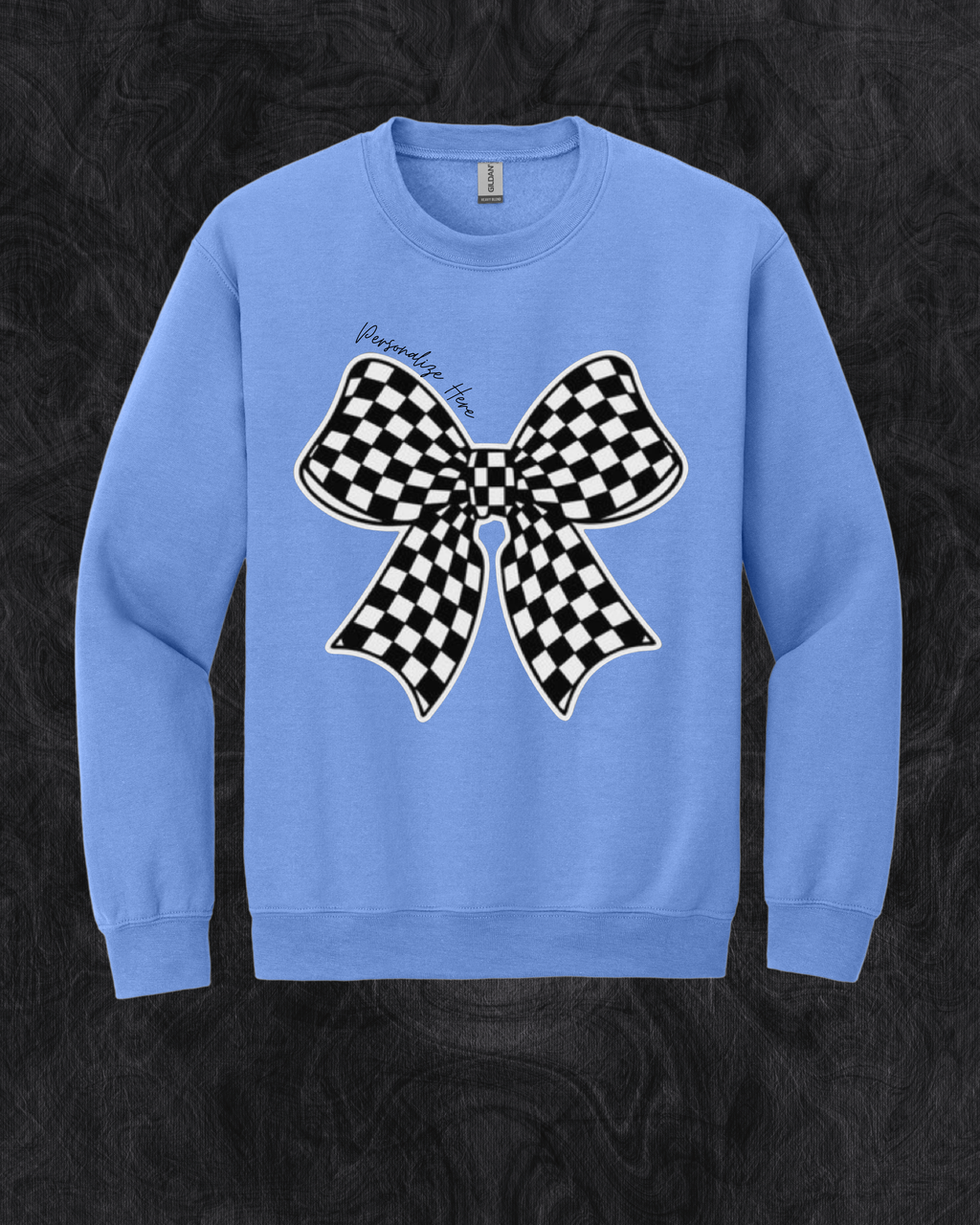 Checkered Racing Bow - Gildan® - Heavy Blend™ Crewneck Sweatshirt