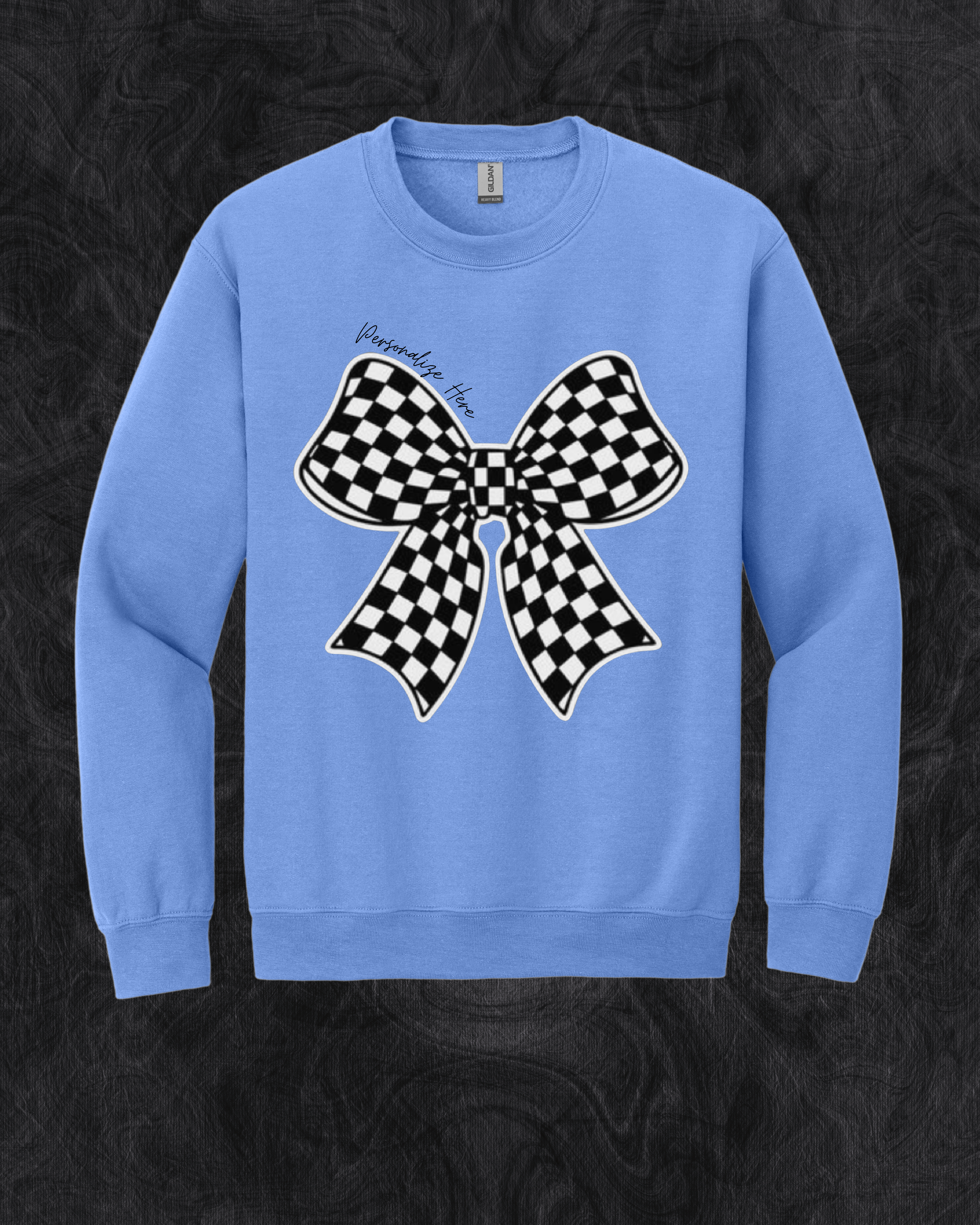 Checkered Racing Bow - Gildan® - Heavy Blend™ Crewneck Sweatshirt