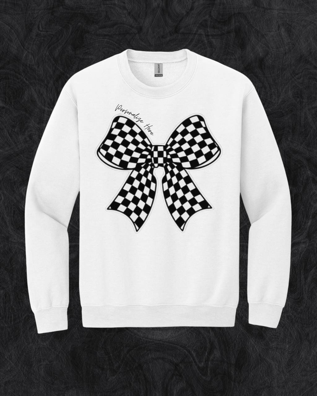 Checkered Racing Bow - Gildan® - Heavy Blend™ Crewneck Sweatshirt