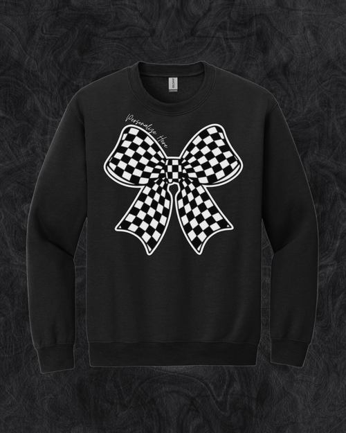 Checkered Racing Bow - Gildan® - Heavy Blend™ Crewneck Sweatshirt