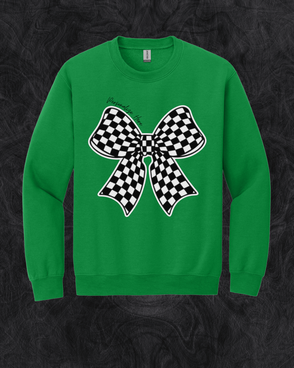 Checkered Racing Bow - Gildan® - Heavy Blend™ Crewneck Sweatshirt