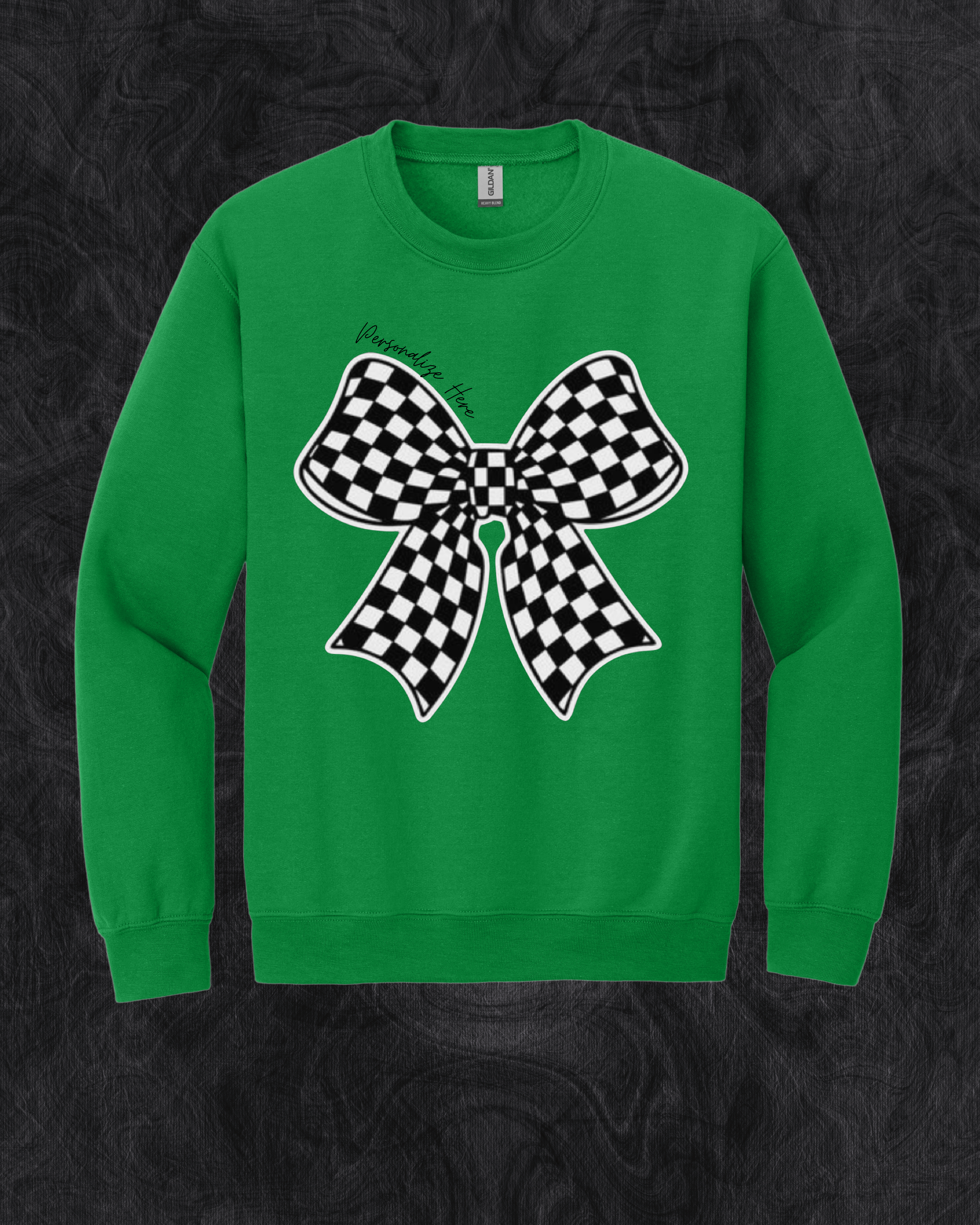 Checkered Racing Bow - Gildan® - Heavy Blend™ Crewneck Sweatshirt