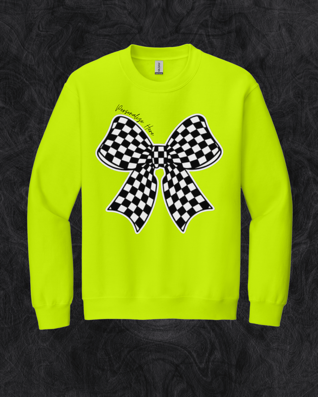 Checkered Racing Bow - Gildan® - Heavy Blend™ Crewneck Sweatshirt