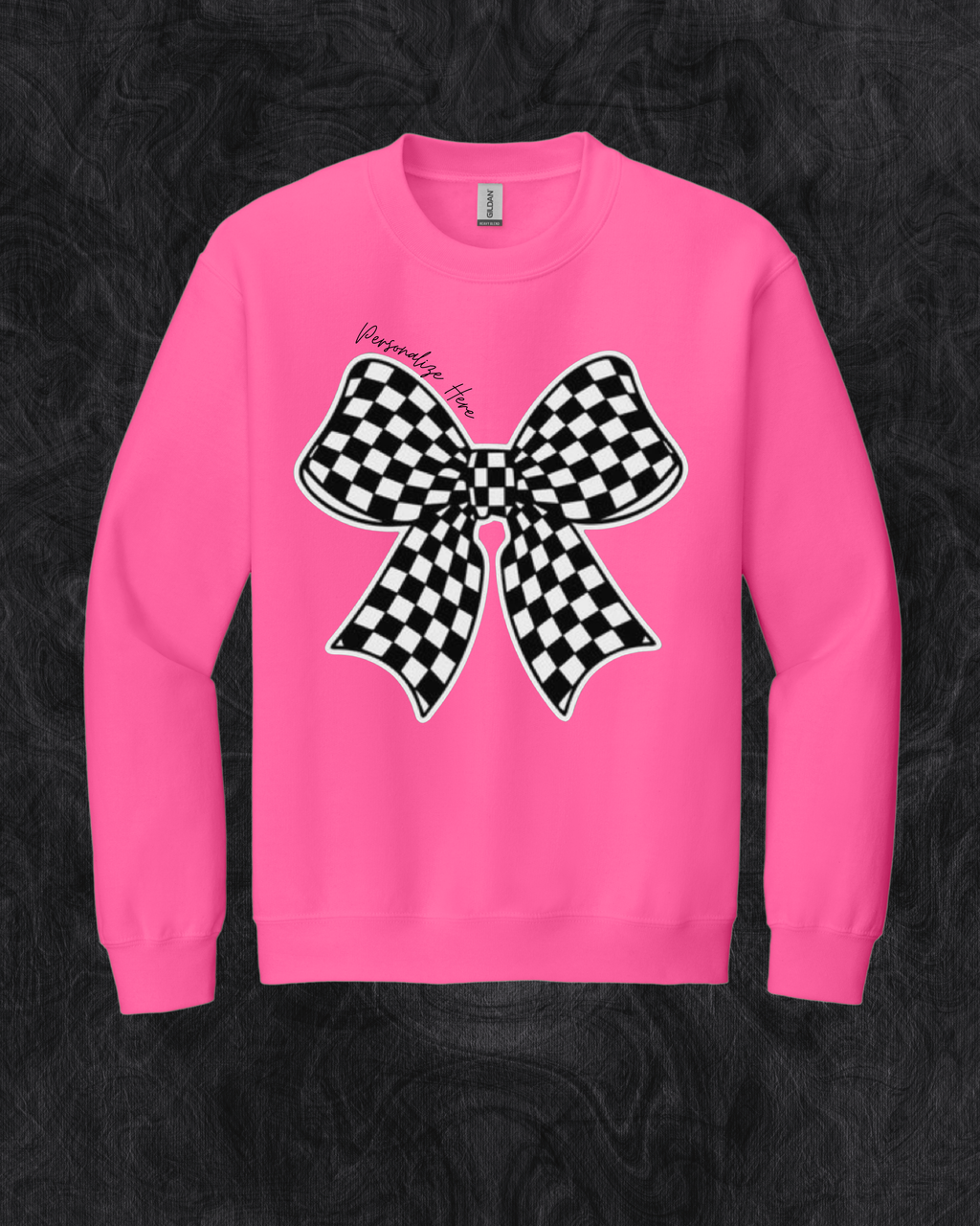 Checkered Racing Bow - Gildan® - Heavy Blend™ Crewneck Sweatshirt
